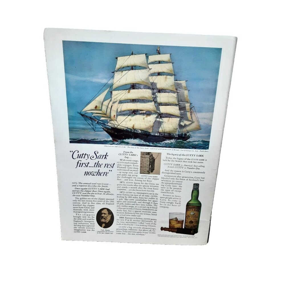 1969 Cutty Sark Scotch Whisky Print Ad Clipper Ship First the Rest Nowhere
